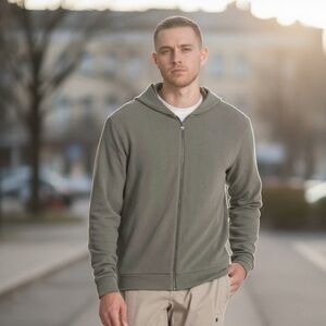 NWT Vuori Performance Waffle Zip Up Hooded Jacket  In Dusty Pine Size XL